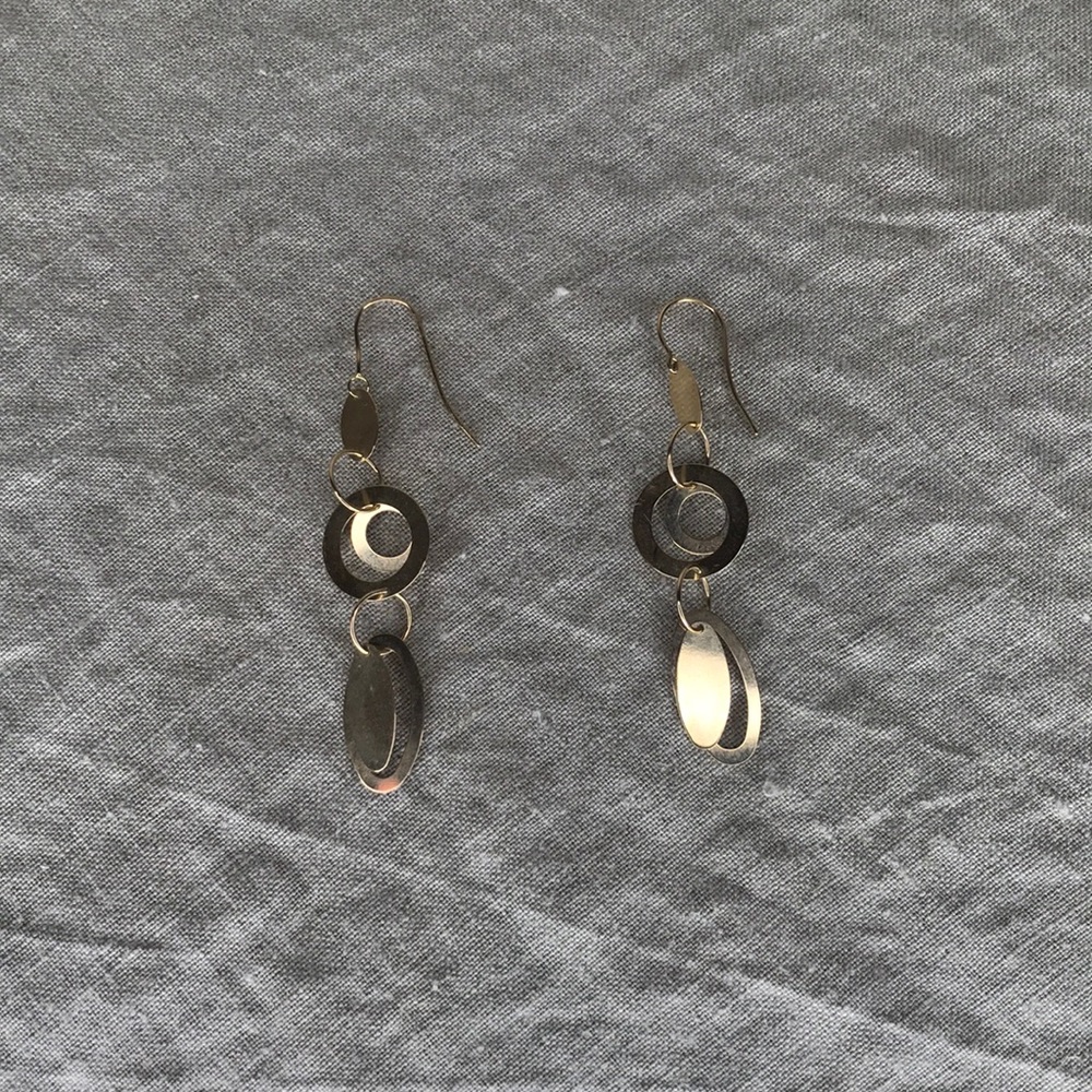14k gold geometric dangle earrings
